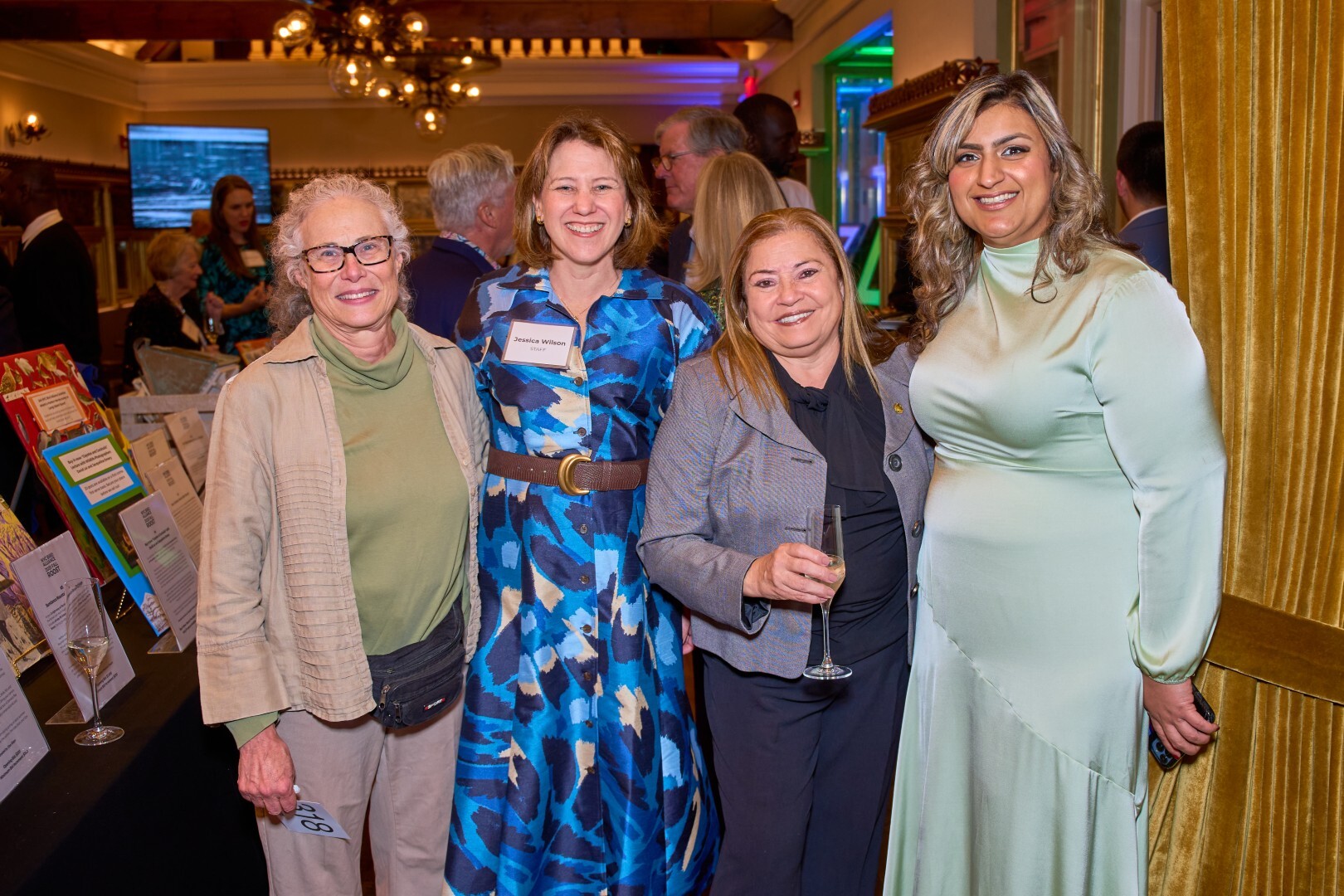 NYC Bird Alliance Executive Director Jessica Wilson (middle, in blue) and Director of Advocacy and Engagement Saman Mahmood (far right) with Marine Park Alliance’s Margot Perron (far left, with glasses) and NYC Department of Parks & Recreation Commissioner Iris Rodriguez-Rosa (middle, holding glass). Photo: Cyrus Gonzeles