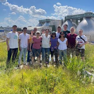 The NYC Bird Alliance staff gathers on the Kingsland Wildflowers green roof atop Broadway Stages in Greenpoint, Brooklyn, in August 2022. Photo: NYC Bird Alliance