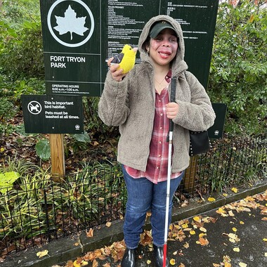 Our guides use bird plushies to help the visually impaired and blind to learn more about species characteristics. Photo: Alexandra Wang