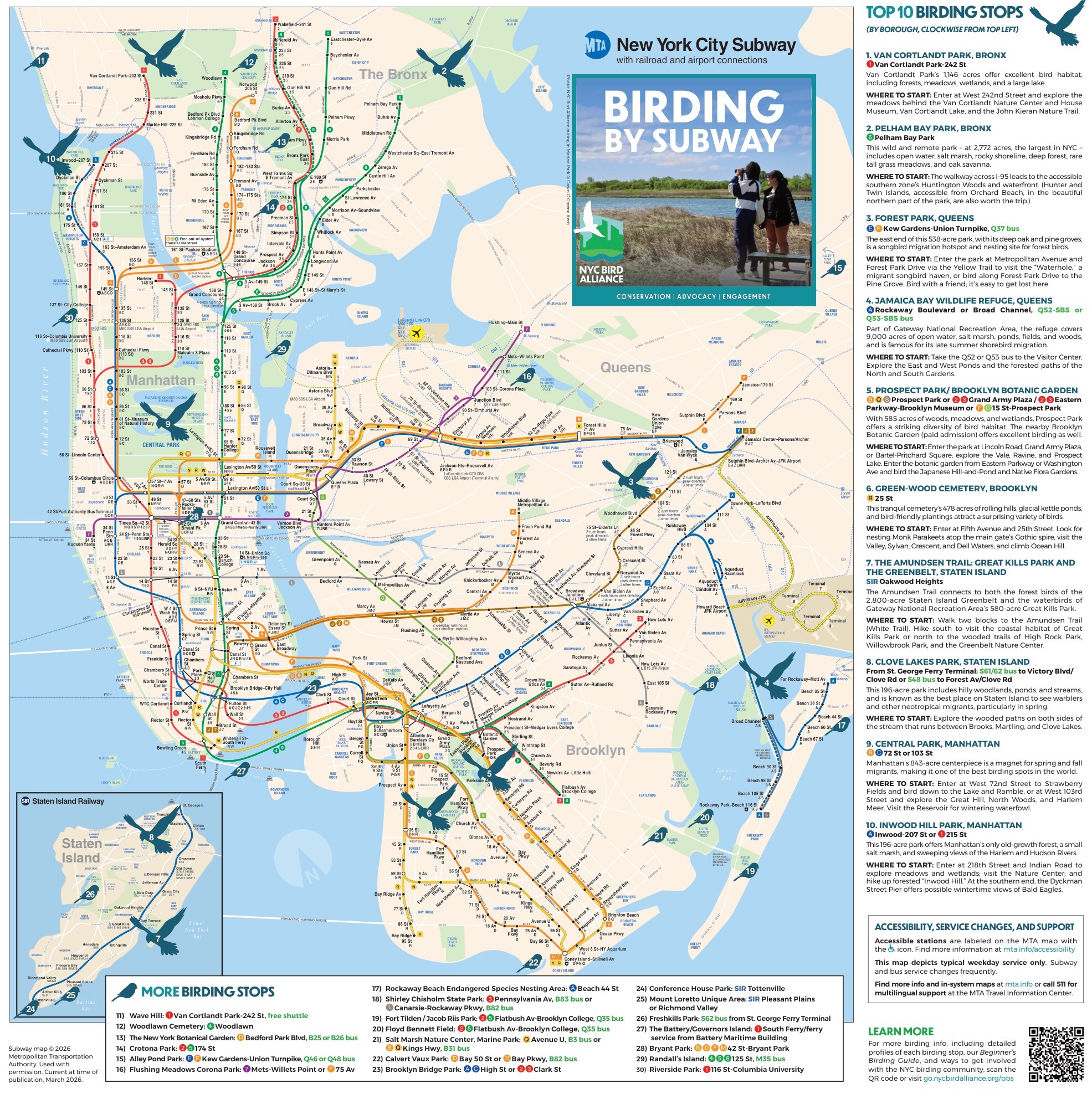 Birding by Subway Brochure, updated in 2026